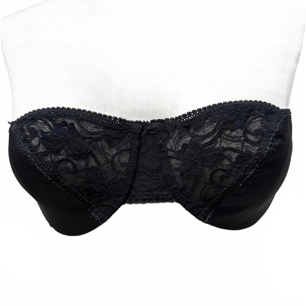VICTORIAS SECRET VINTAGE Black Strapless Lace Bra SIZE 36C Y2K 90s GOTH FEMININE